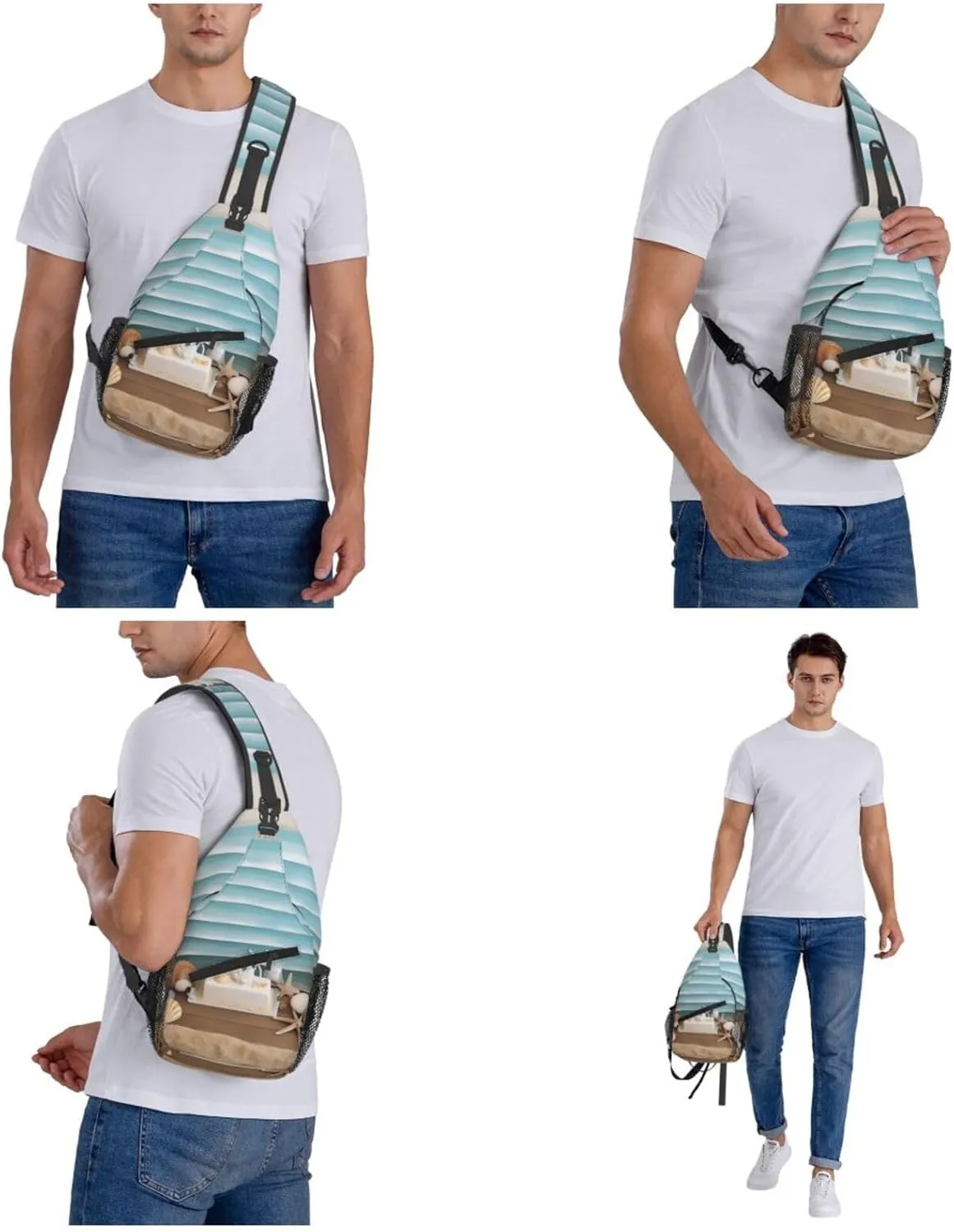 Cross Chest Bag Sling Backpack Ocean Beach Theme Sling Bag Crossbody Shoulder Bag Travel Hiking Daypack