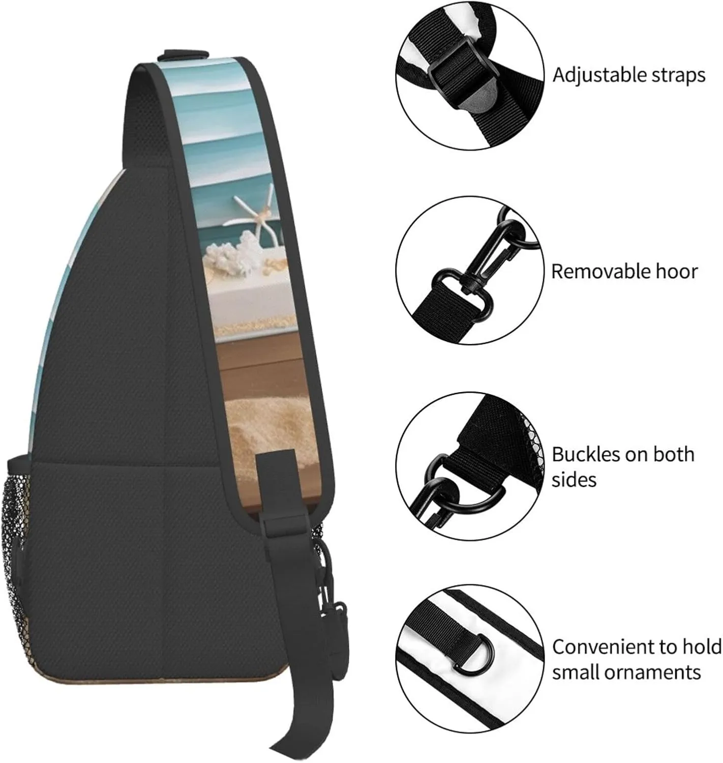 Cross Chest Bag Sling Backpack Ocean Beach Theme Sling Bag Crossbody Shoulder Bag Travel Hiking Daypack