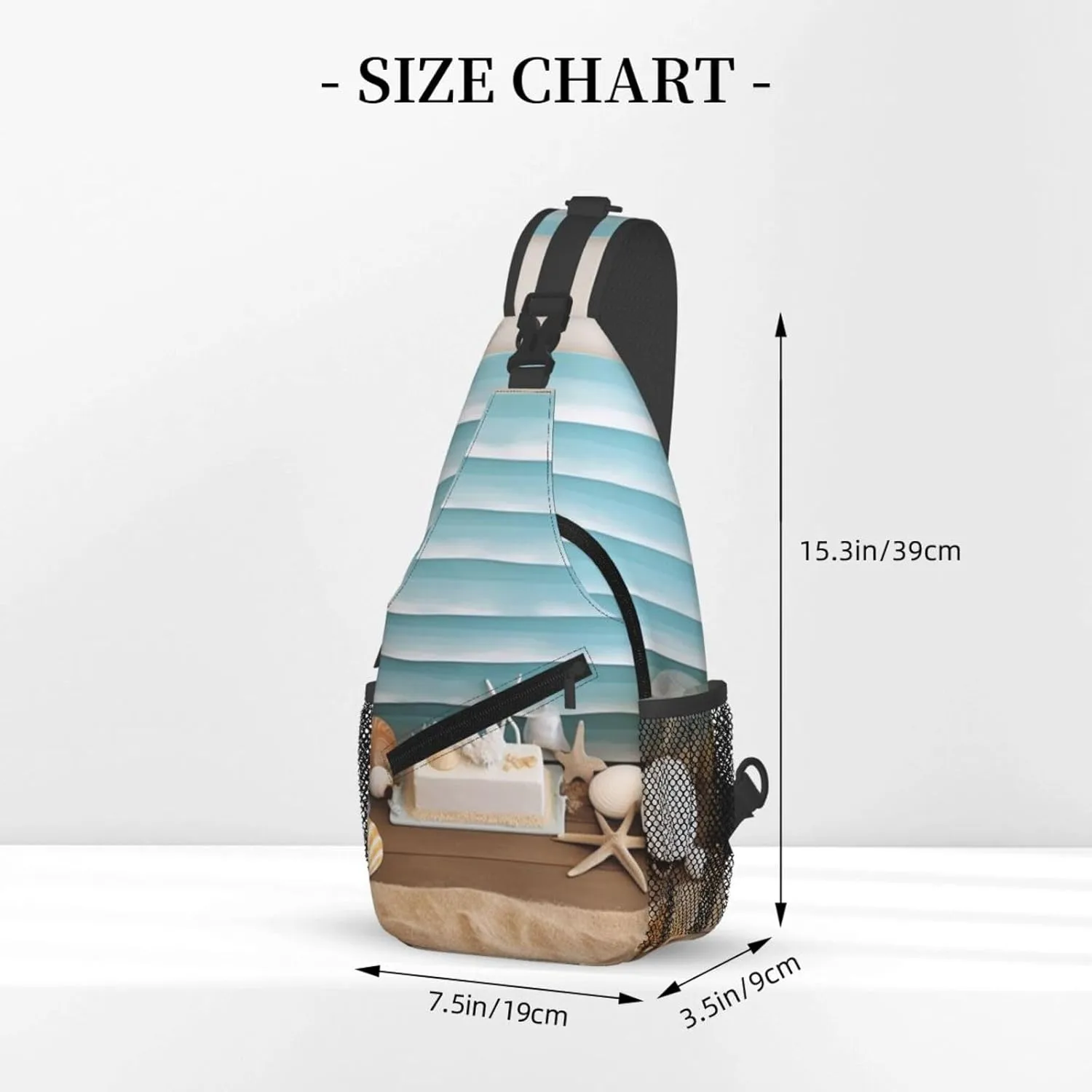 Cross Chest Bag Sling Backpack Ocean Beach Theme Sling Bag Crossbody Shoulder Bag Travel Hiking Daypack