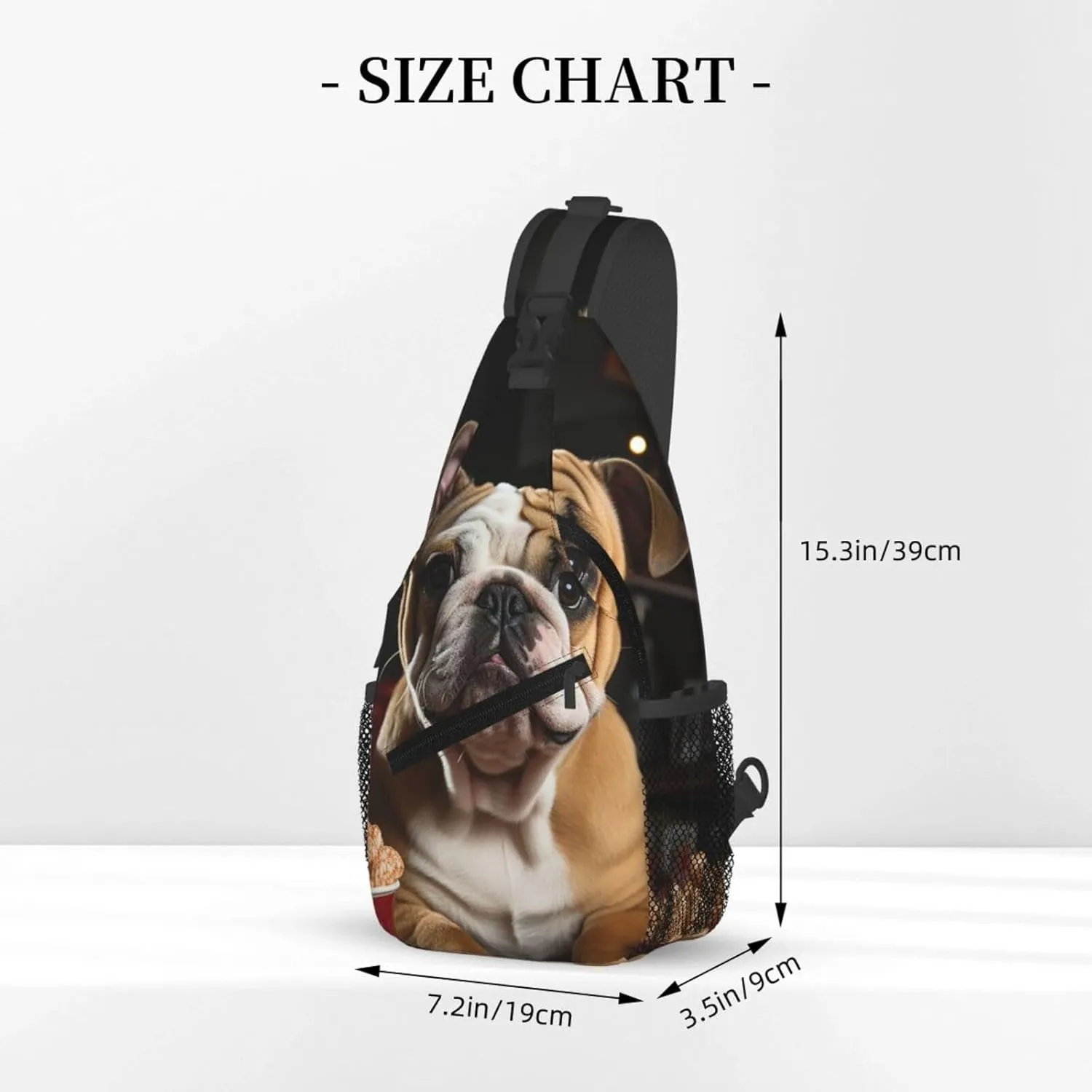 Crossbody Sling Backpack Sling Bag For Men Women Cross Chest Bag Shoulder Bag Bulldog Popcorn Travel Hiking Daypack