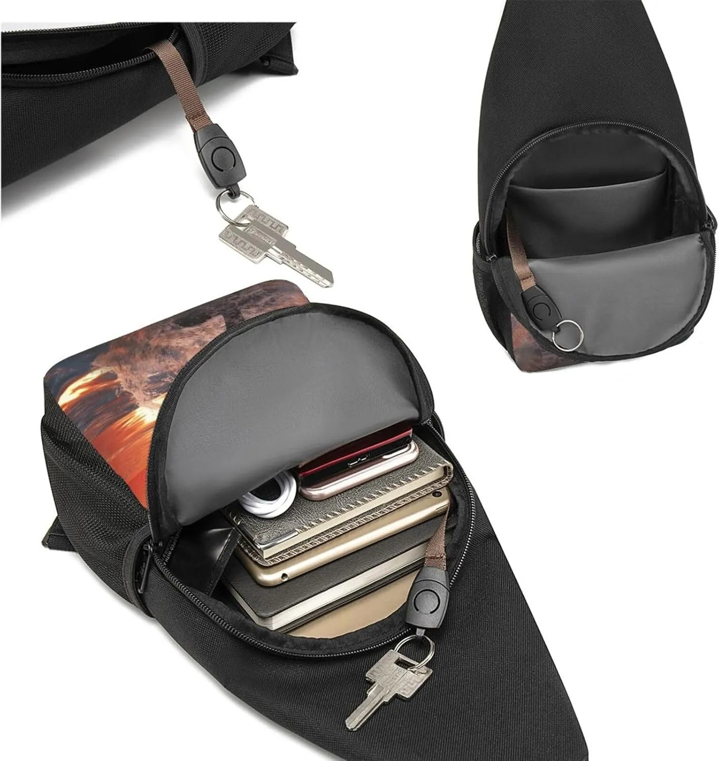 Crossbody Sling Backpack Sling Bag for Men Women Cross Chest Bag Shoulder Bag Dolphin jumping in water Travel Hiking Daypack