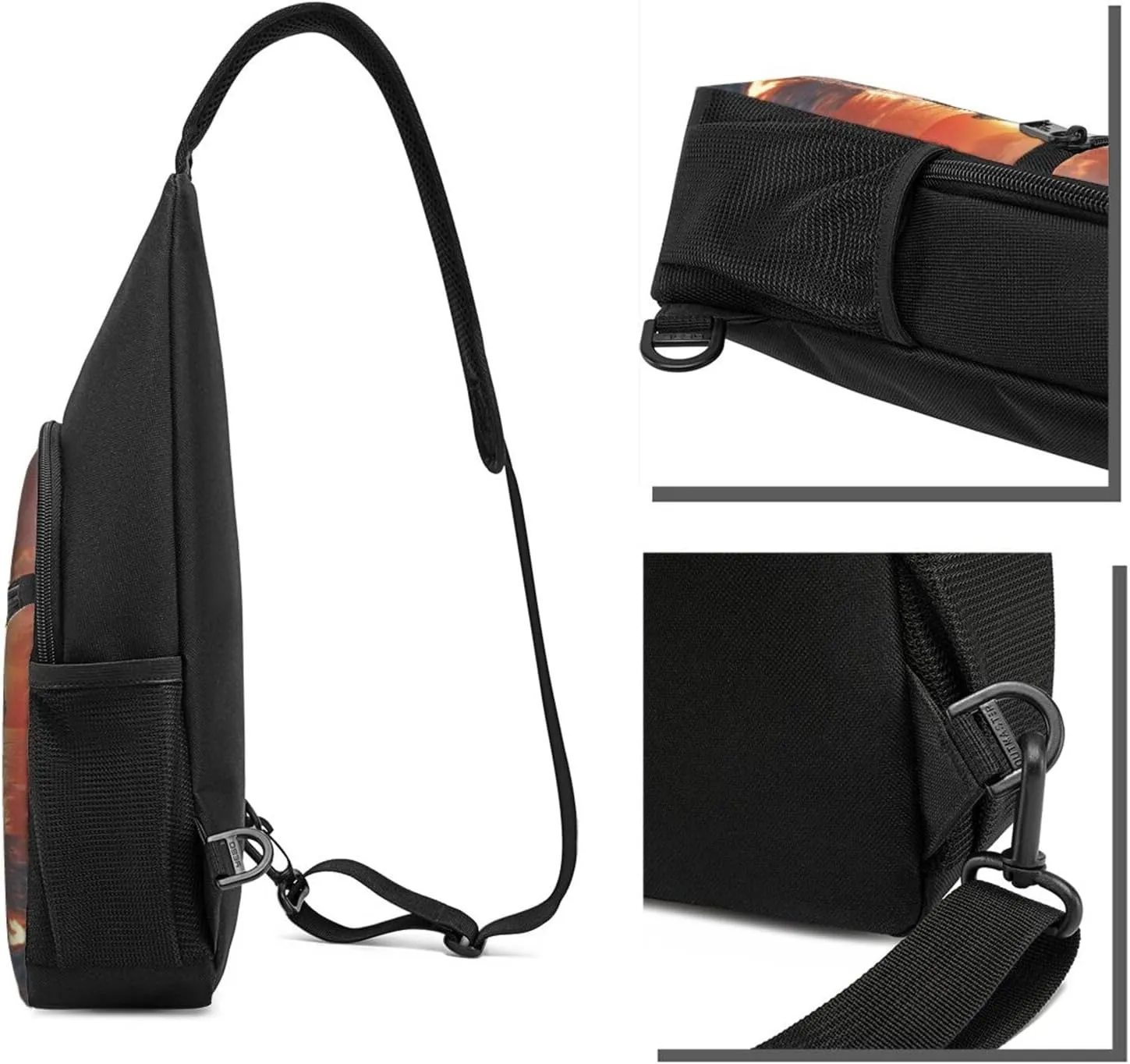 Crossbody Sling Backpack Sling Bag for Men Women Cross Chest Bag Shoulder Bag Dolphin jumping in water Travel Hiking Daypack