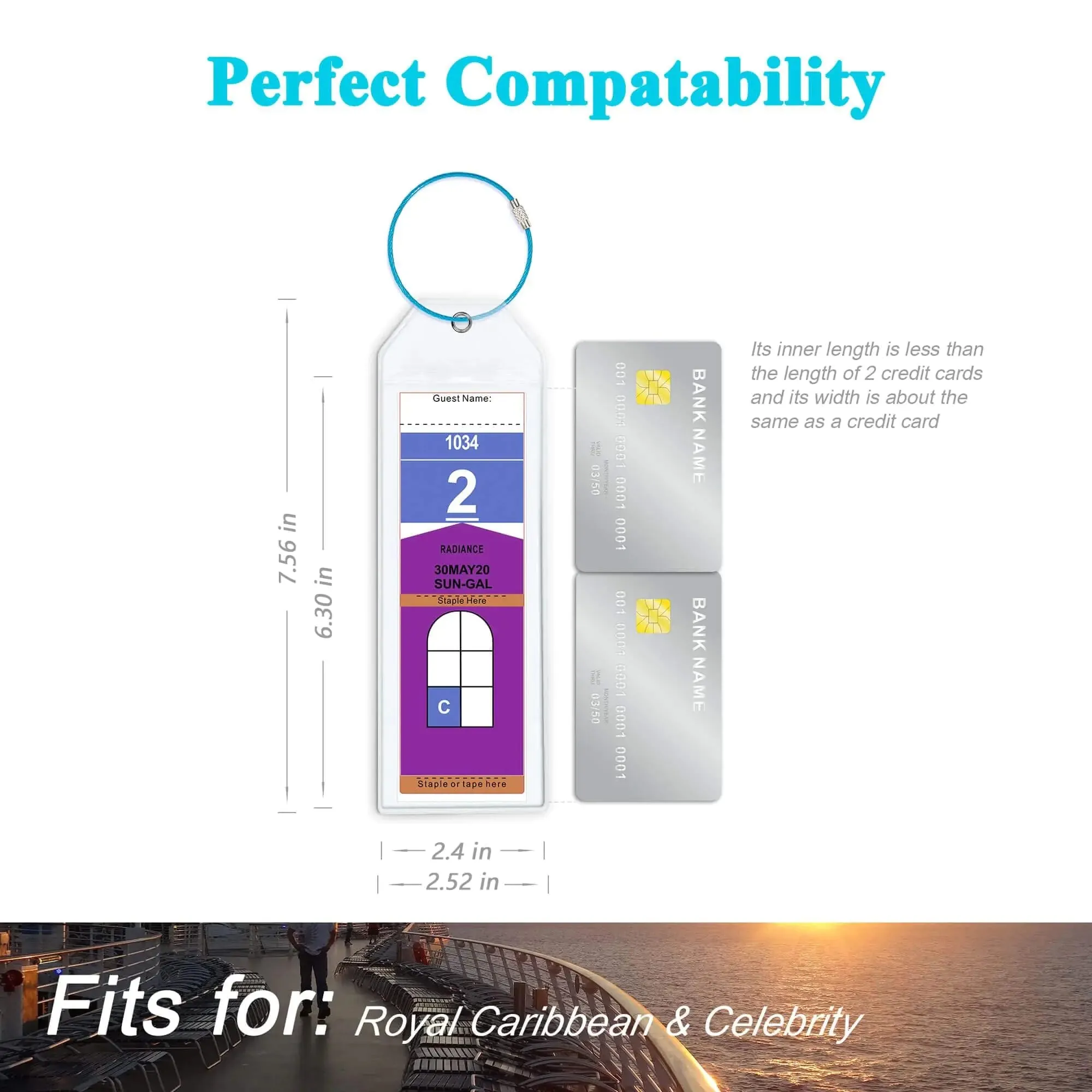 Cruise Luggage Tags - Royal Caribbean & Celebrity Cruise Essentials Narrow : 5 Pack
