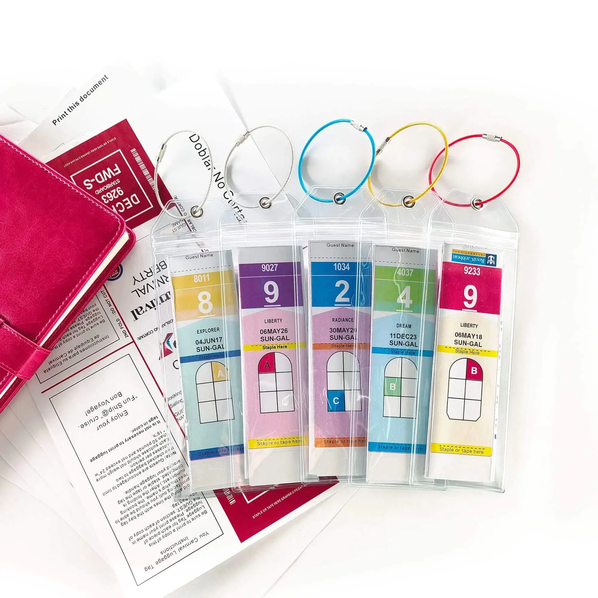 Cruise Luggage Tags - Royal Caribbean & Celebrity Cruise Essentials Narrow : 5 Pack