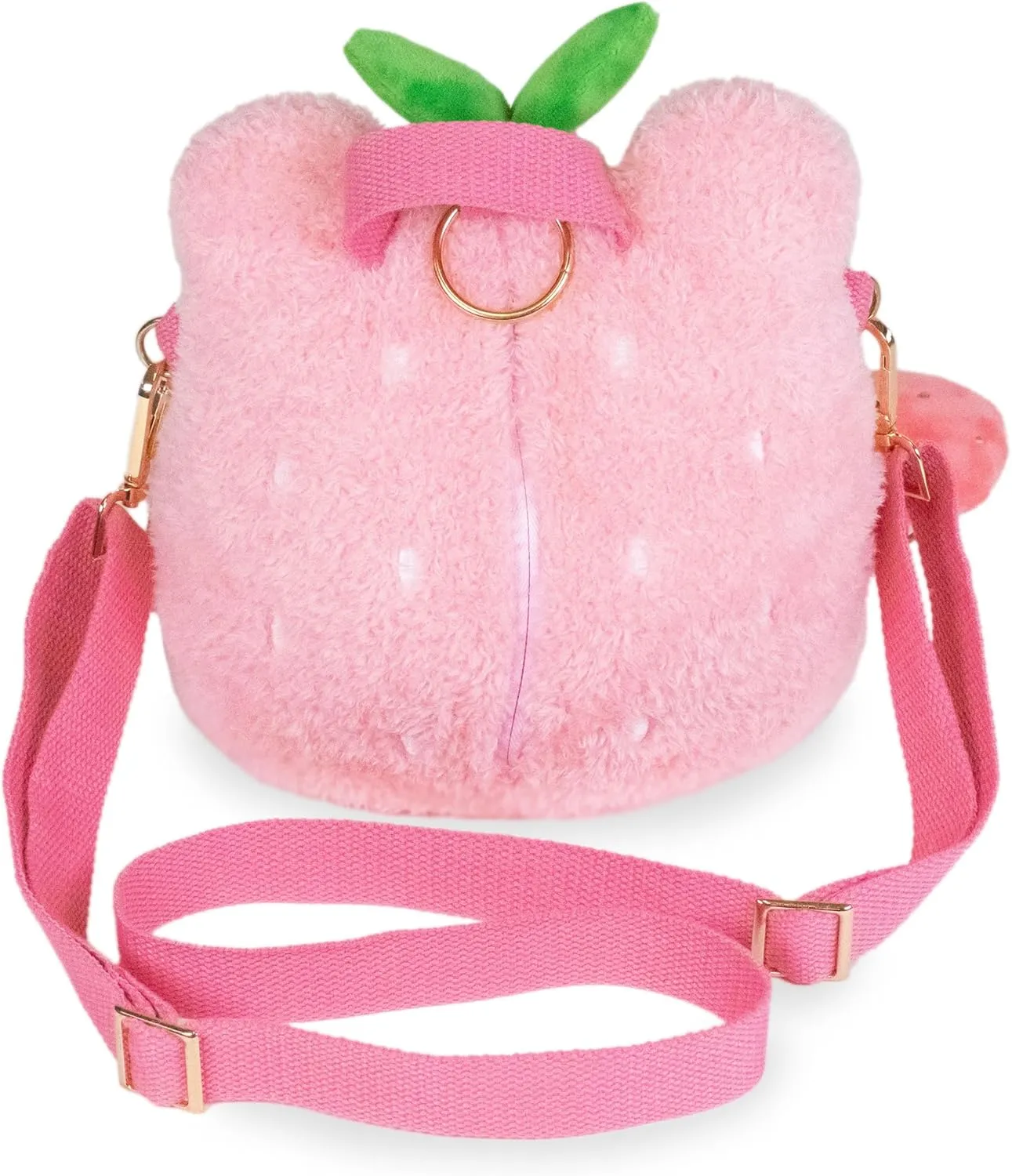 Cuddle Barn PlushGoals - Strawberry Wawa Backpack Stuffed Animal Kawaii Cute Pink Plush Bag Crossbody, 9 inches