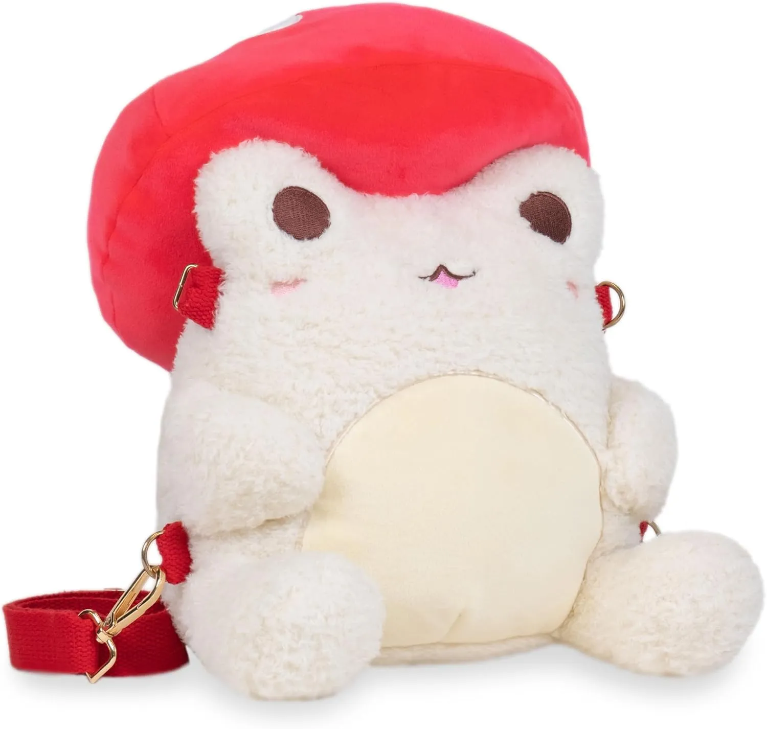 Cuddle Barn PlushGoals - Toadstool Wawa Backpack Stuffed Animal Kawaii Cute Red Mushroom Plush Bag Crossbody, 9 inches
