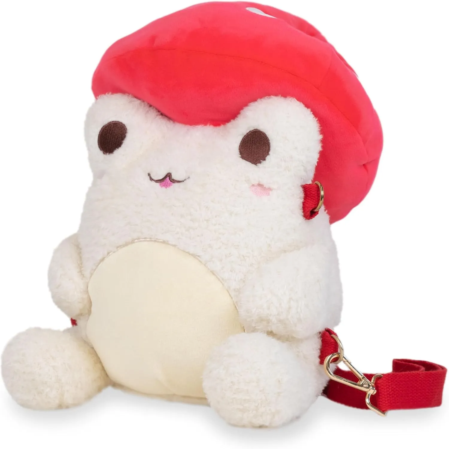 Cuddle Barn PlushGoals - Toadstool Wawa Backpack Stuffed Animal Kawaii Cute Red Mushroom Plush Bag Crossbody, 9 inches