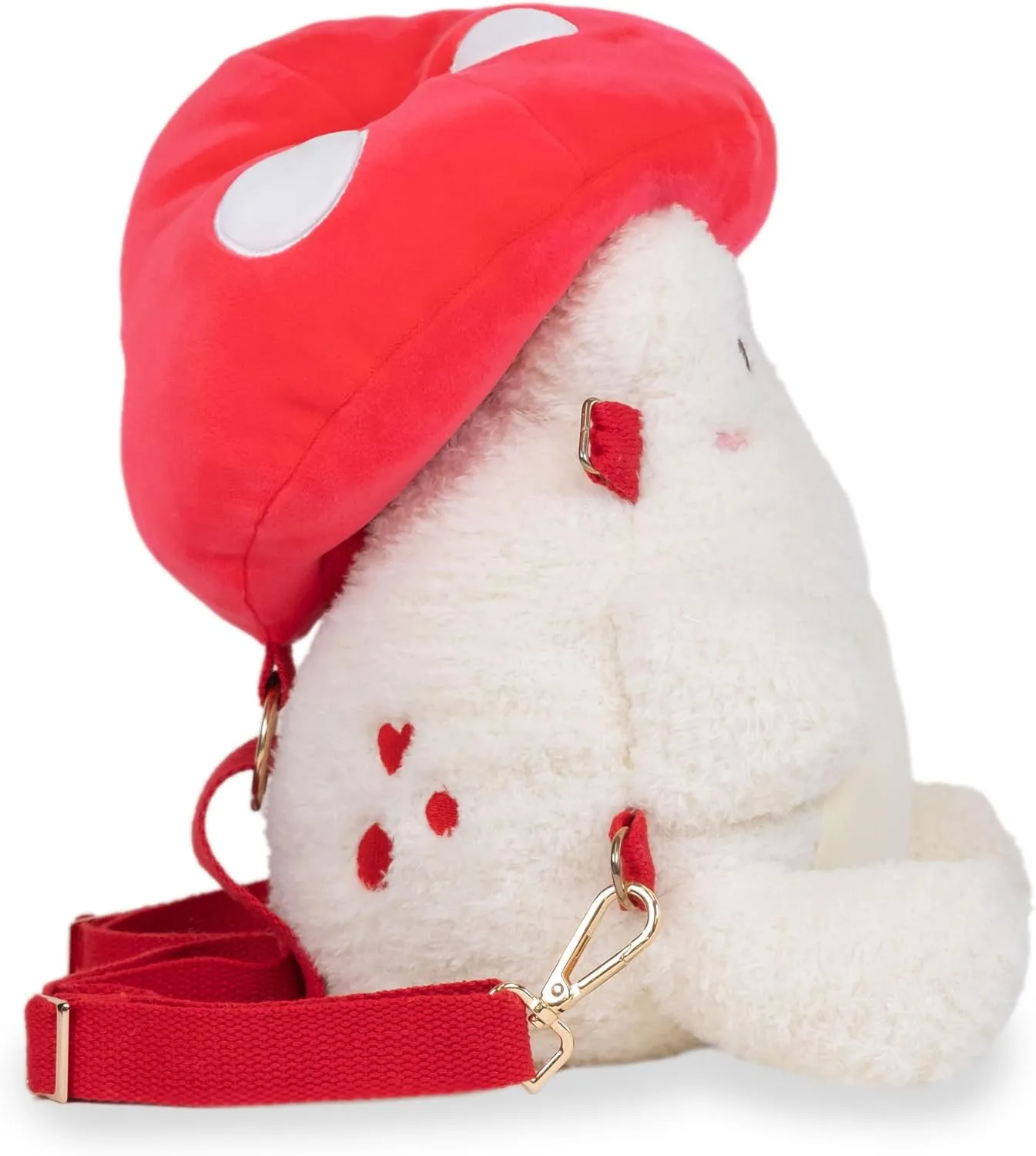 Cuddle Barn PlushGoals - Toadstool Wawa Backpack Stuffed Animal Kawaii Cute Red Mushroom Plush Bag Crossbody, 9 inches