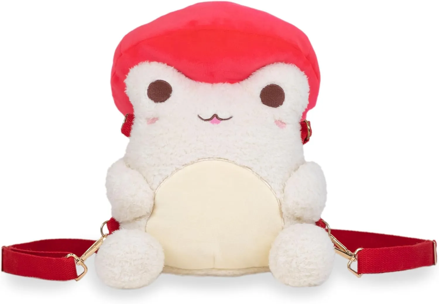 Cuddle Barn PlushGoals - Toadstool Wawa Backpack Stuffed Animal Kawaii Cute Red Mushroom Plush Bag Crossbody, 9 inches