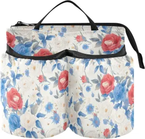 Cup Holder Suitcase Portable Patriotic Roses Watercolor Red White Blue Attachment Cup Holder Flight Attendants Businessmen