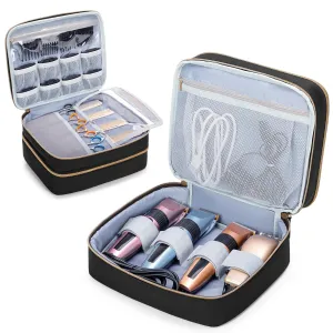 CURMIO Double Layer Hair Clipper Travel Carrying Case, Barber Supplies Organizer Storage Bag Compatible with Ufree/Wahl/Andis/Hatteker/Osterpro and Most Standard Hair Trimmer, Men Grooming Kit