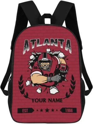 Custom Atlanta Backpacks for Men Women Travel Laptop Bag Add Name Number Football Fan Gifts For Boy Girl