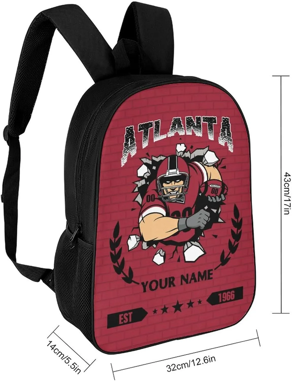 Custom Atlanta Backpacks for Men Women Travel Laptop Bag Add Name Number Football Fan Gifts For Boy Girl
