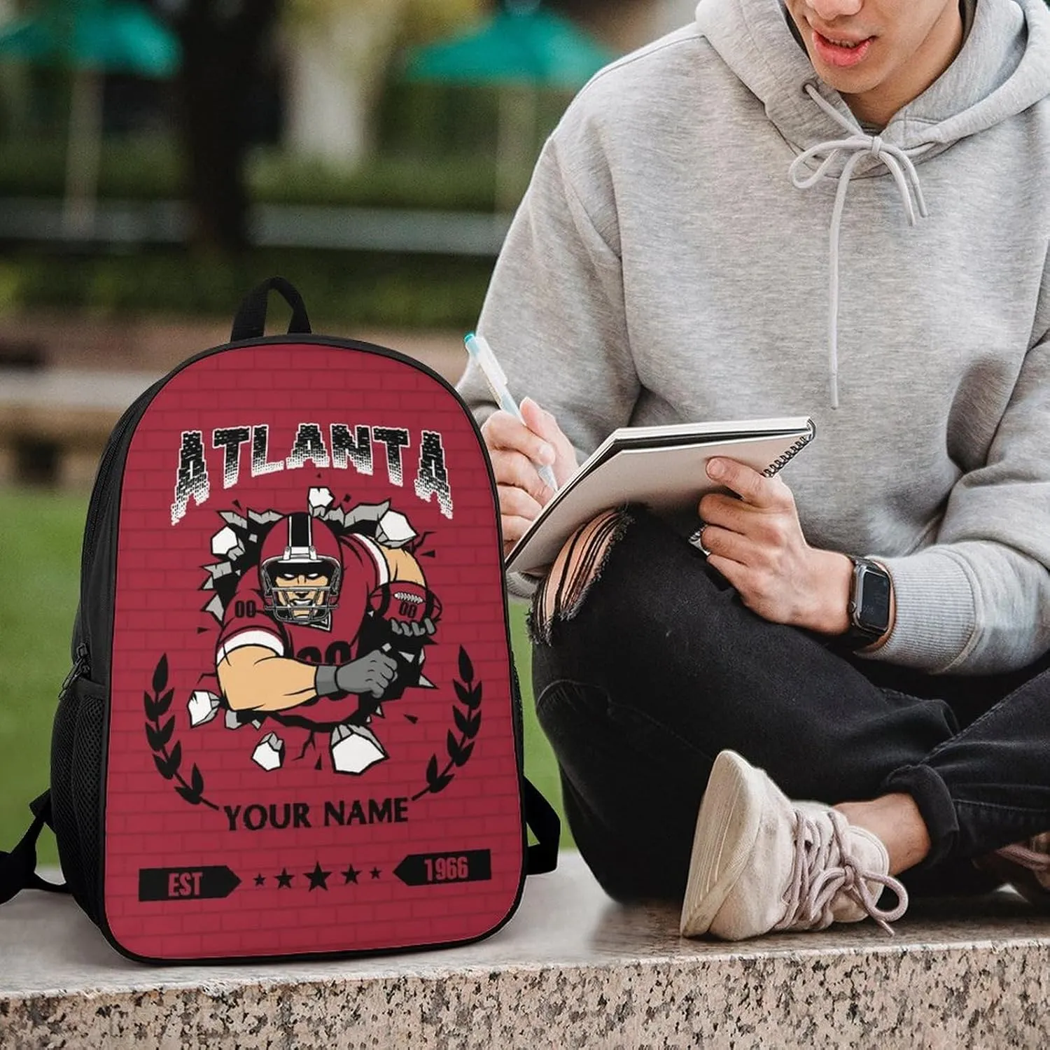 Custom Atlanta Backpacks for Men Women Travel Laptop Bag Add Name Number Football Fan Gifts For Boy Girl