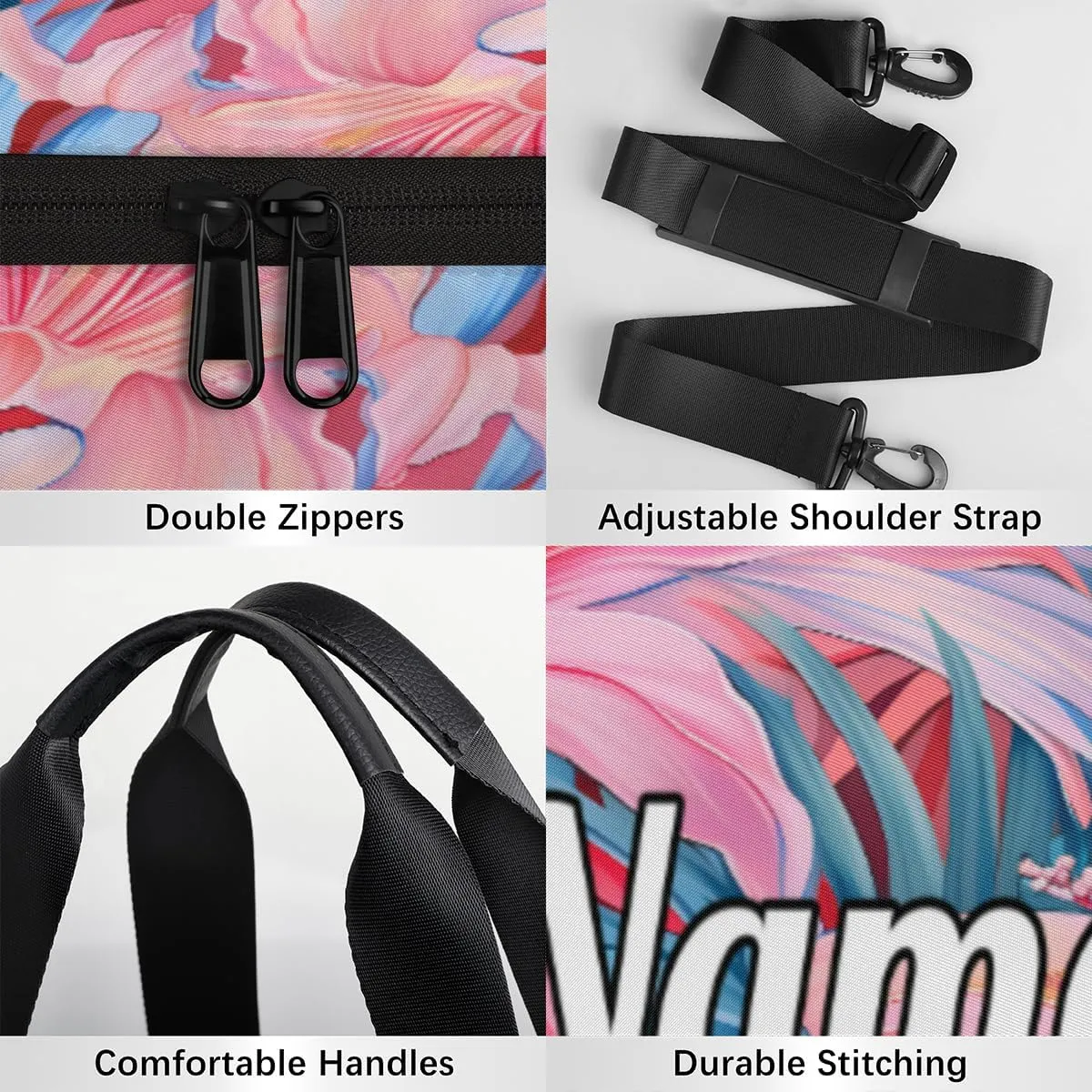 Custom Dance Duffel Bag Sport Backpacks Gyms and Weekend Overnight Travel Duffle Bag Birthday Christmas Halloween Waterproof, Cute Tropical Flower