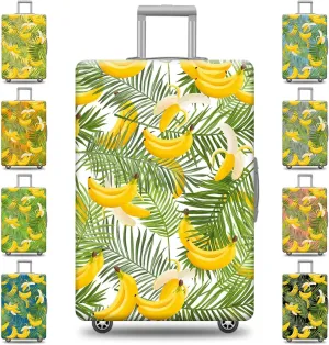 Custom Hawaiian Suitcase Cover Summer Fruit Banana Travel Luggage Cover Floral Tropical Print Washable Suitcase Protector, 4 Size 17 Color Options