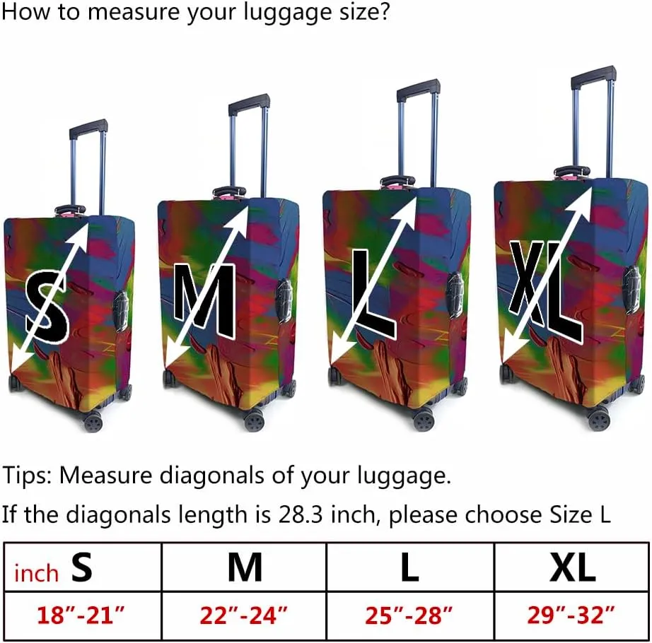 Custom Hawaiian Suitcase Cover Tropical Plants Leaves Flower Travel Luggage Cover Nature Tropical Retro Style Washable Suitcase Protector, 4 Size 17 Color Options