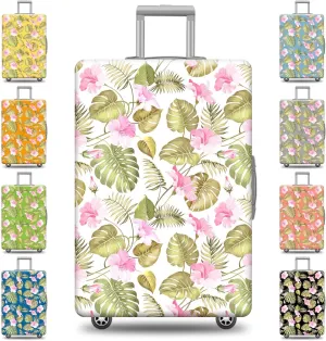 Custom Hawaiian Suitcase Cover Vintage Tropical Plants Leaves Flower Travel Luggage Cover Retro Tropical Print Washable Suitcase Protector, 4 Size 17 Color Options