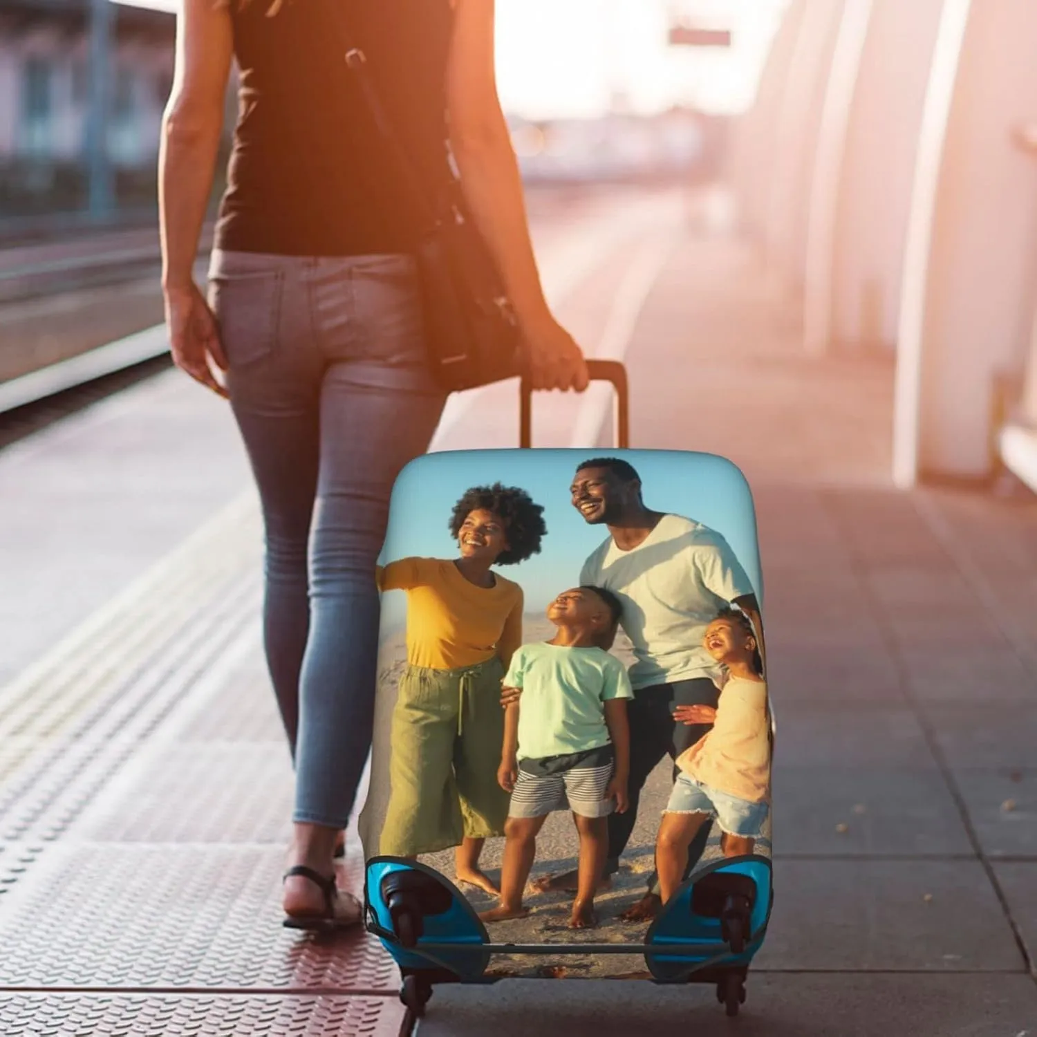 Custom Luggage Cover for 18-32 Inch Elastic Washable Stretch Suitcase Protector Anti-Scratch Personalized Design Travel Suitcase Cover for Kid and Adult S (18-21 inch suitcase)