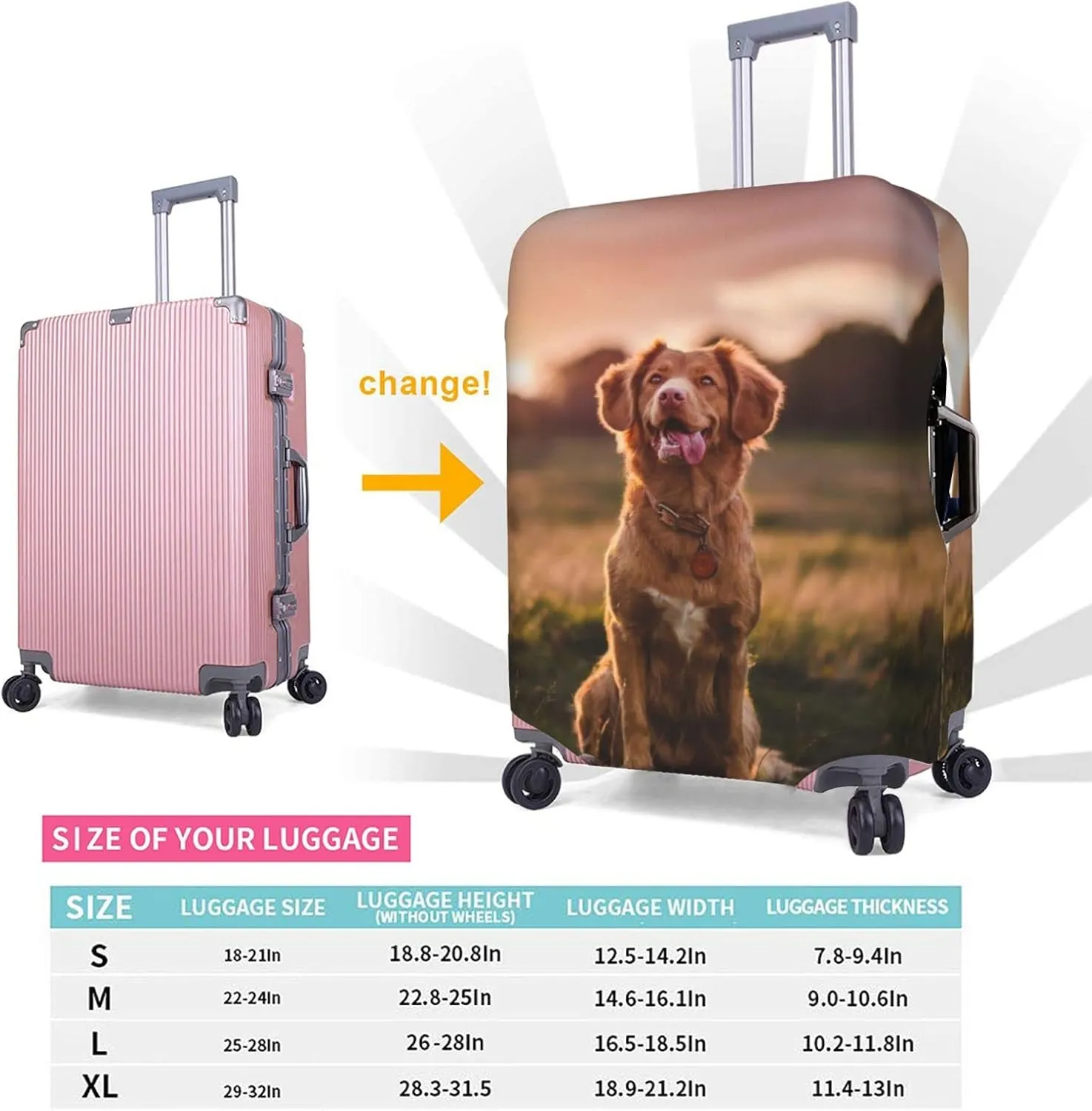 Custom Luggage Cover for Suitcase Personalized Design Your Own Photo Name Logo Customize Elastic Travel Suitcase Cover Washable Anti-Scratch Suitcase Protector Cover for Travel Business S - XL (L)