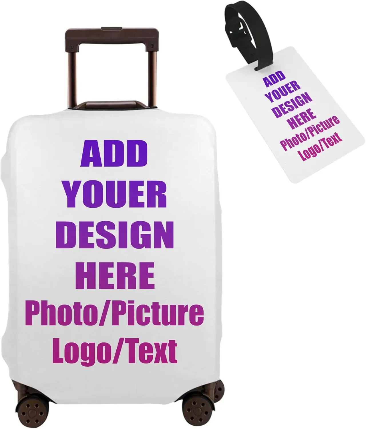 Custom Luggage Cover For Suitcase,Personalized Design Your Image Photo Logo Text,Customize Elastic Travel Suitcase Cover Washable Suitcase Protector Cover -L(A Little Large)