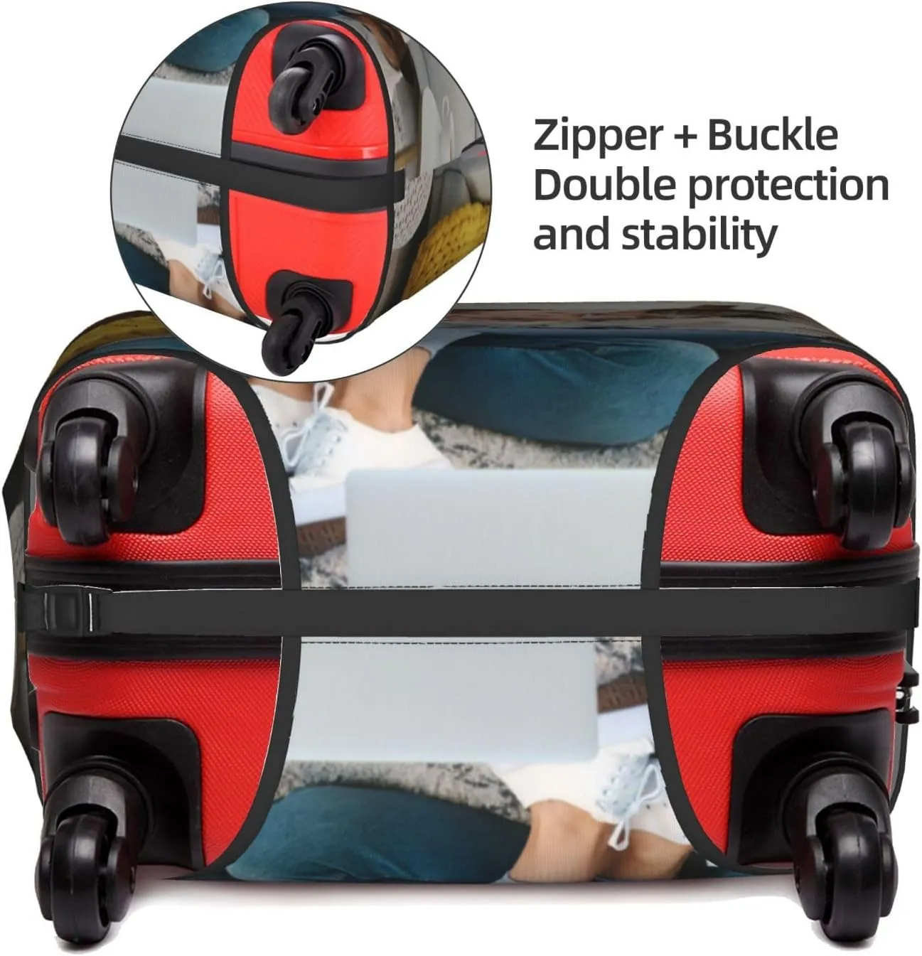 Custom Luggage Cover Personalized Suitcase Cover with Photo Text Customized Elastic Suitcase Protector Washable Anti-Scratch Luggage Sleeve Customizable Luggage Cover with Double-Sided Printing