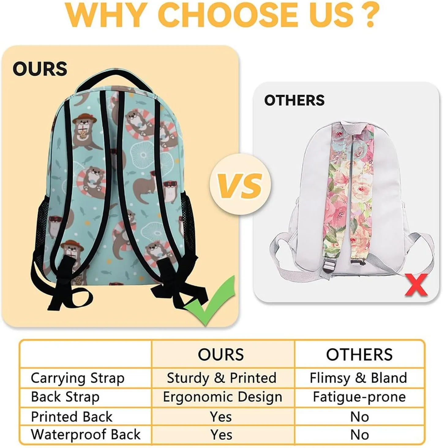 Custom Otter Backpack for Boys, 16 Inch Green Backpacks for School, Cute Lightweight Bookbag for Kids
