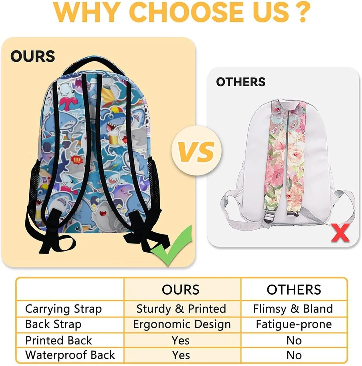 Custom Shark Backpack for Girls Boys - 16 Inch Colorful Backpacks for School - Cute Lightweight Durable Bookbag for Kids