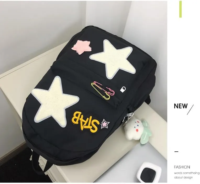 Cute Backpack for Women Men, Kawaii Y2K Design Trendy Colorful Harajuku Hiking Travel Backpack Aesthetic Backpack (Black)
