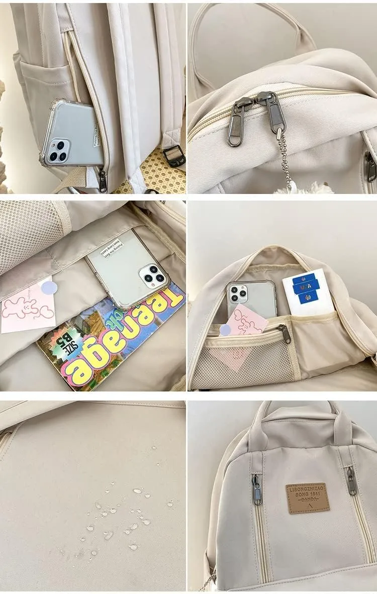 Cute Backpack with Bear Aesthetic Accessories Kawaii stuff Y2K Backpack Preppy Shoulder Bookbag (Black)