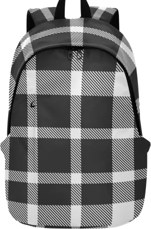 Cute Backpacks for Woman Casual Black And White Plaid Medium Back to School Bookbag