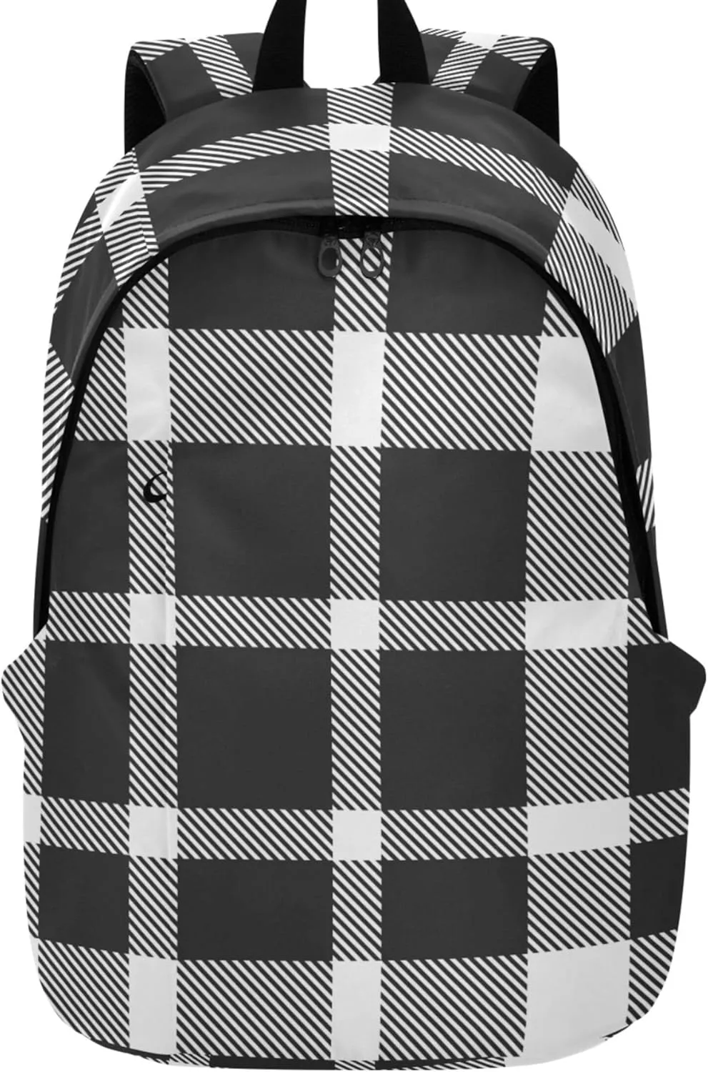 Cute Backpacks for Woman Casual Black And White Plaid Medium Back to School Bookbag