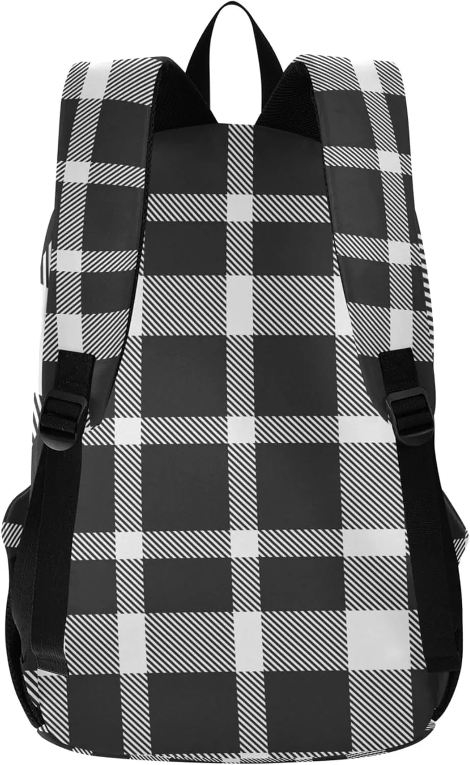 Cute Backpacks for Woman Casual Black And White Plaid Medium Back to School Bookbag