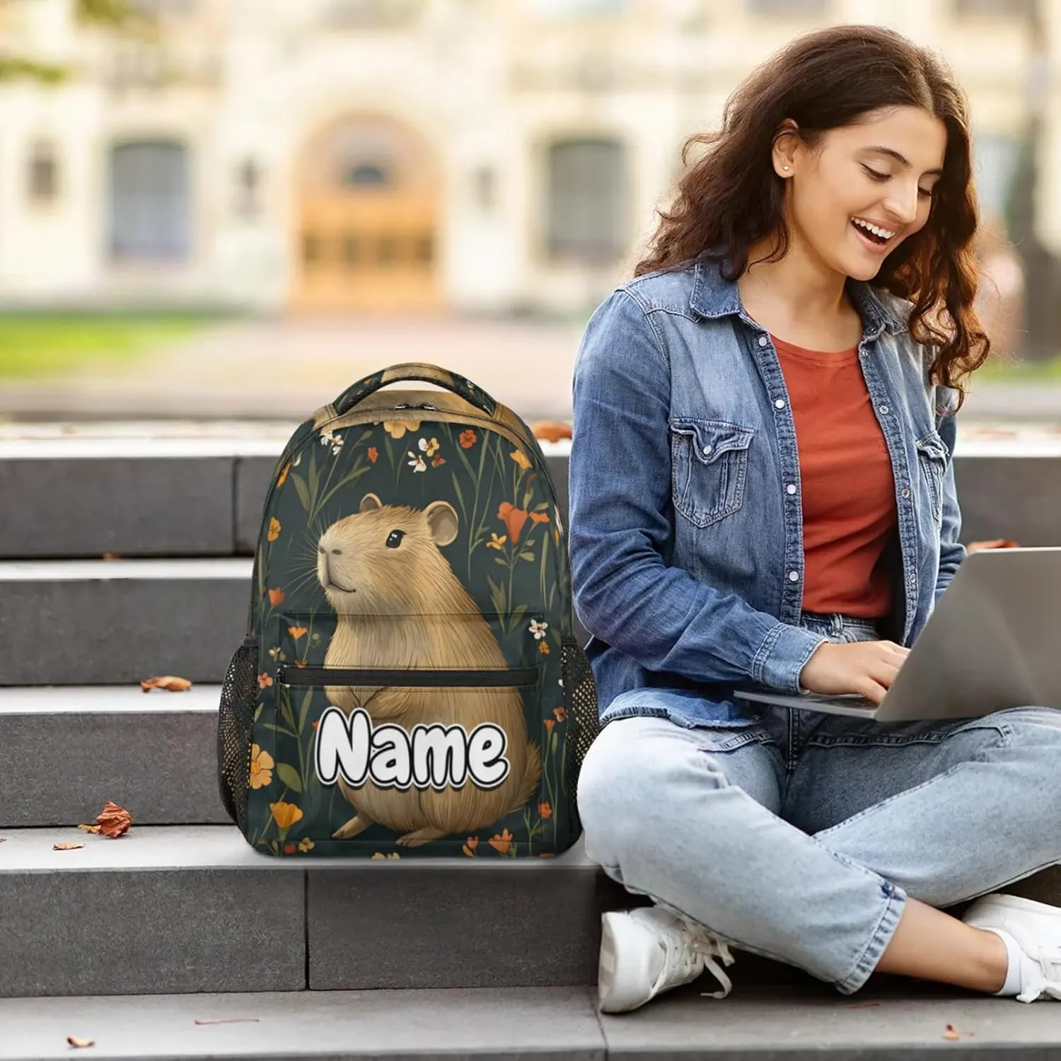 Cute Capybara Large Backpack Fashion Travel Backpacks for Business Women Men Casual Laptop Bag Waterproof Lightweight Shoulder Bags 16in