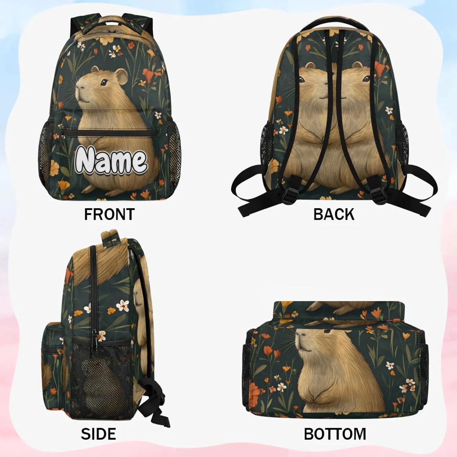 Cute Capybara Large Backpack Fashion Travel Backpacks for Business Women Men Casual Laptop Bag Waterproof Lightweight Shoulder Bags 16in