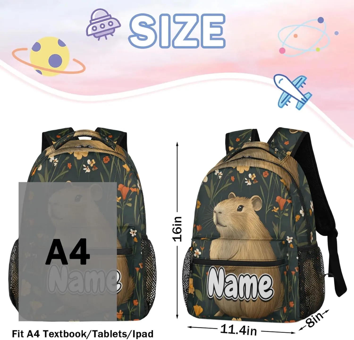 Cute Capybara Large Backpack Fashion Travel Backpacks for Business Women Men Casual Laptop Bag Waterproof Lightweight Shoulder Bags 16in