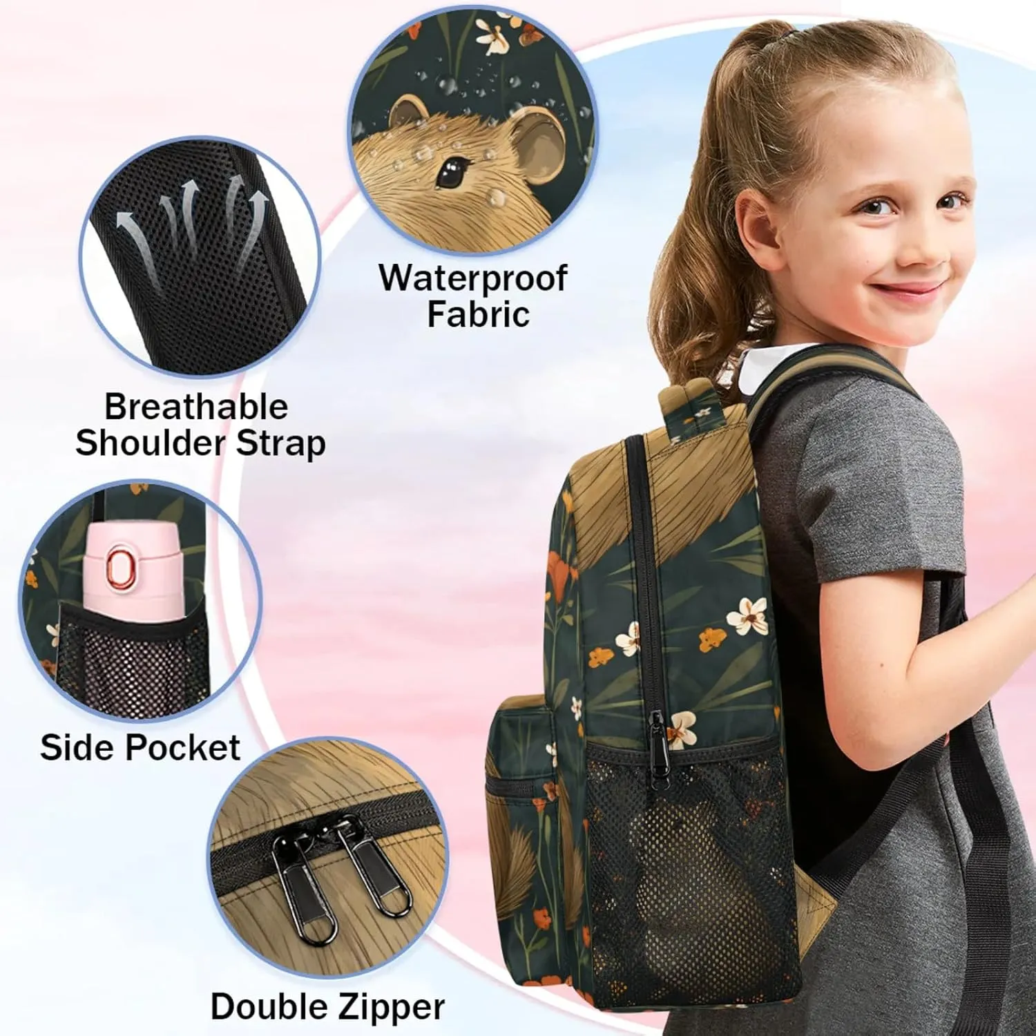 Cute Capybara Large Backpack Fashion Travel Backpacks for Business Women Men Casual Laptop Bag Waterproof Lightweight Shoulder Bags 16in