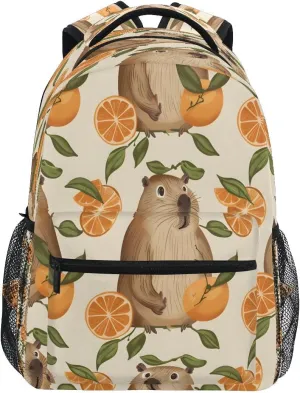 Cute Capybaras with Juicy Oranges Kids Backpack for Boys Girls Backpacks Student Backpack Big For Elementary School Shoulder Bag Bookbag