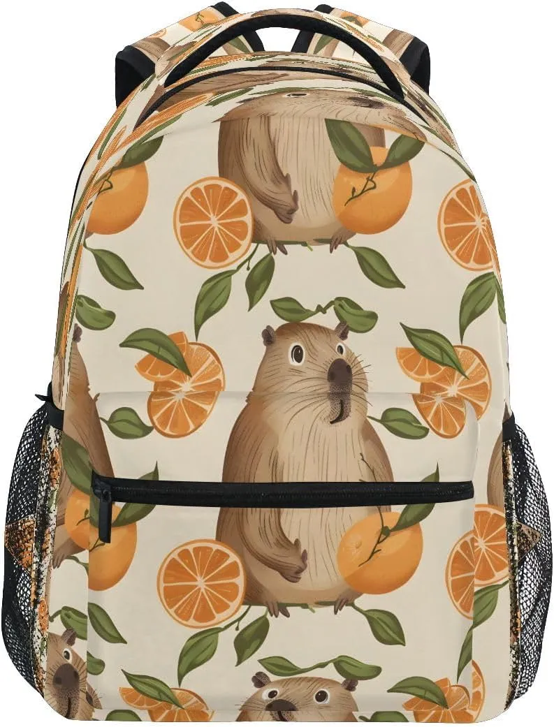 Cute Capybaras with Juicy Oranges Kids Backpack for Boys Girls Backpacks Student Backpack Big For Elementary School Shoulder Bag Bookbag