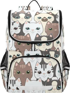 Cute Cats Kitten Large Backpacks, Childish Bookbag Lightweight Laptop Computer Bags Durable Travel Casual Daypacks for Teens Colloge Work Business Hiking 16 Inch