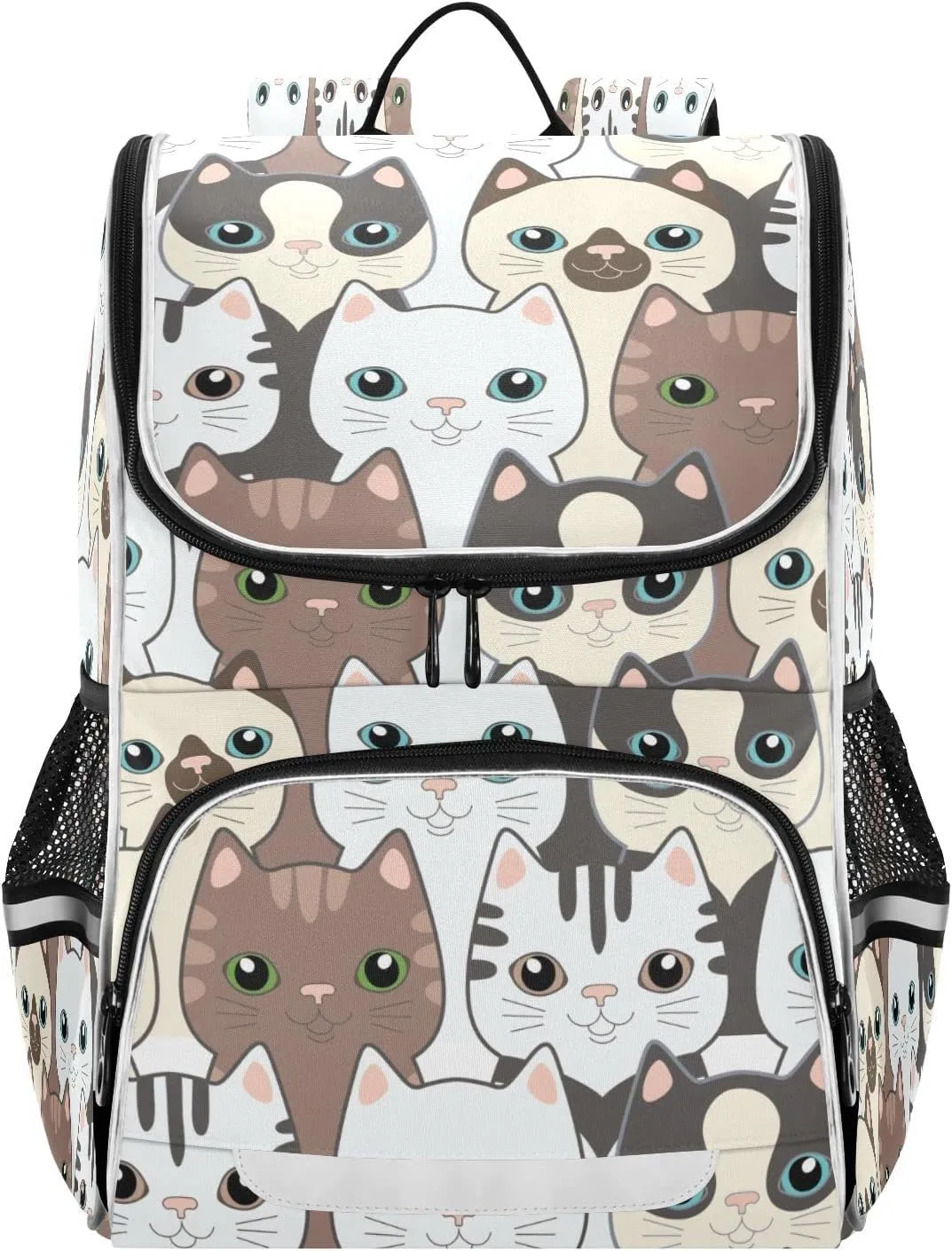 Cute Cats Kitten Large Backpacks, Childish Bookbag Lightweight Laptop Computer Bags Durable Travel Casual Daypacks for Teens Colloge Work Business Hiking 16 Inch