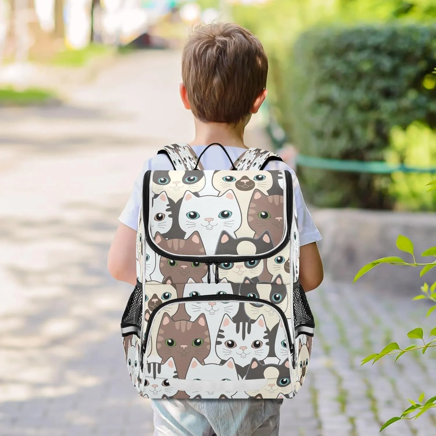 Cute Cats Kitten Large Backpacks, Childish Bookbag Lightweight Laptop Computer Bags Durable Travel Casual Daypacks for Teens Colloge Work Business Hiking 16 Inch