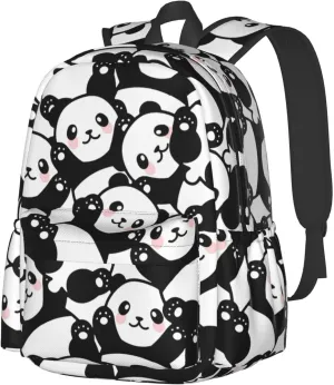 Cute Panda Unisex Backpacks 15in Laptop Backpack Multipurpose Double Shoulder Bag For Men Women Gifts