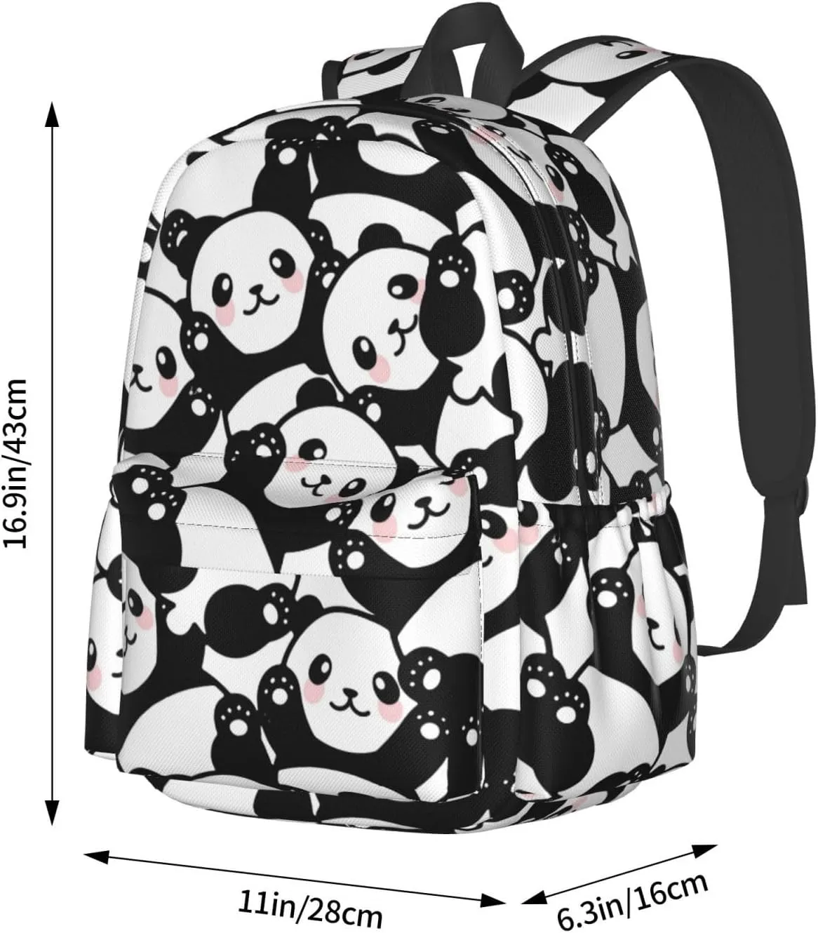 Cute Panda Unisex Backpacks 15in Laptop Backpack Multipurpose Double Shoulder Bag For Men Women Gifts
