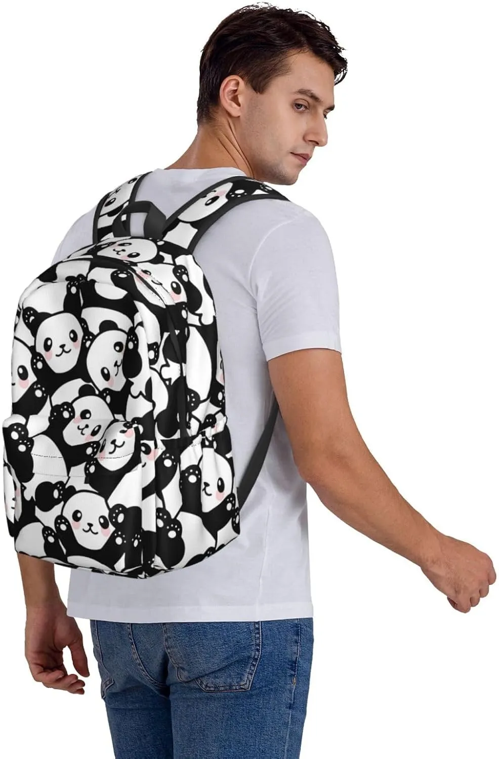 Cute Panda Unisex Backpacks 15in Laptop Backpack Multipurpose Double Shoulder Bag For Men Women Gifts