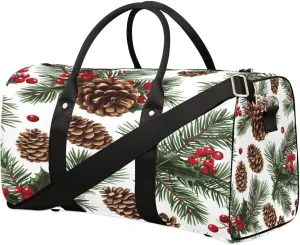 Cute Pinecone Pattern Travel Duffel Bag for Women Men Foldable Sport Gym Tote Bag Lightweight Waterproof Weekender Overnight Bag for Weekend Holiday Gym Swim Yoga