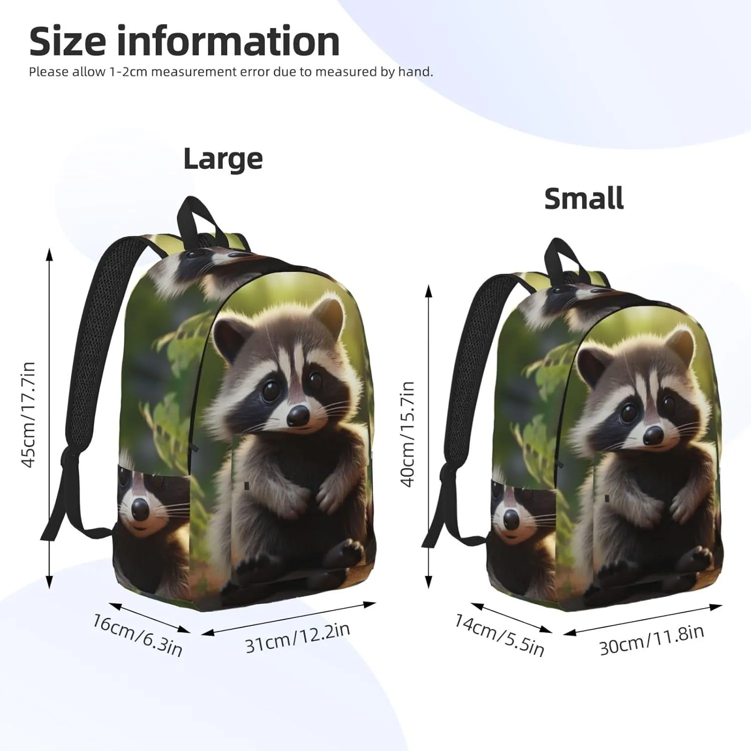 Cute Raccoon Canvas Casual Lightweight Duffel Bag, Fashion Duffel Bag, Unisex Travel Backpack