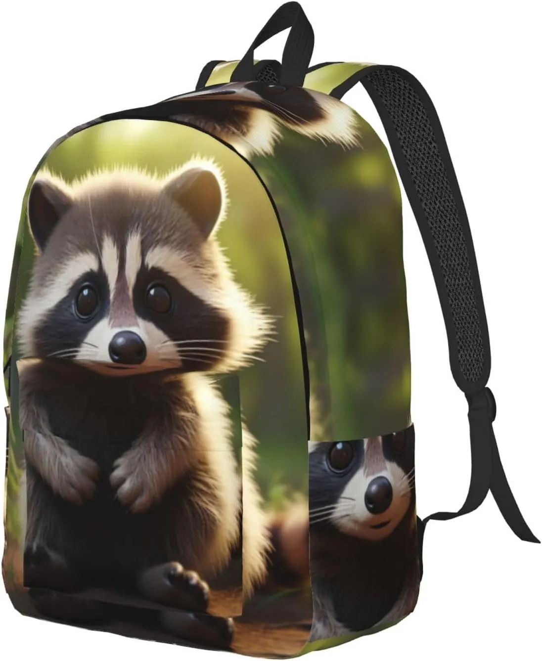 Cute Raccoon Canvas Casual Lightweight Duffel Bag, Fashion Duffel Bag, Unisex Travel Backpack