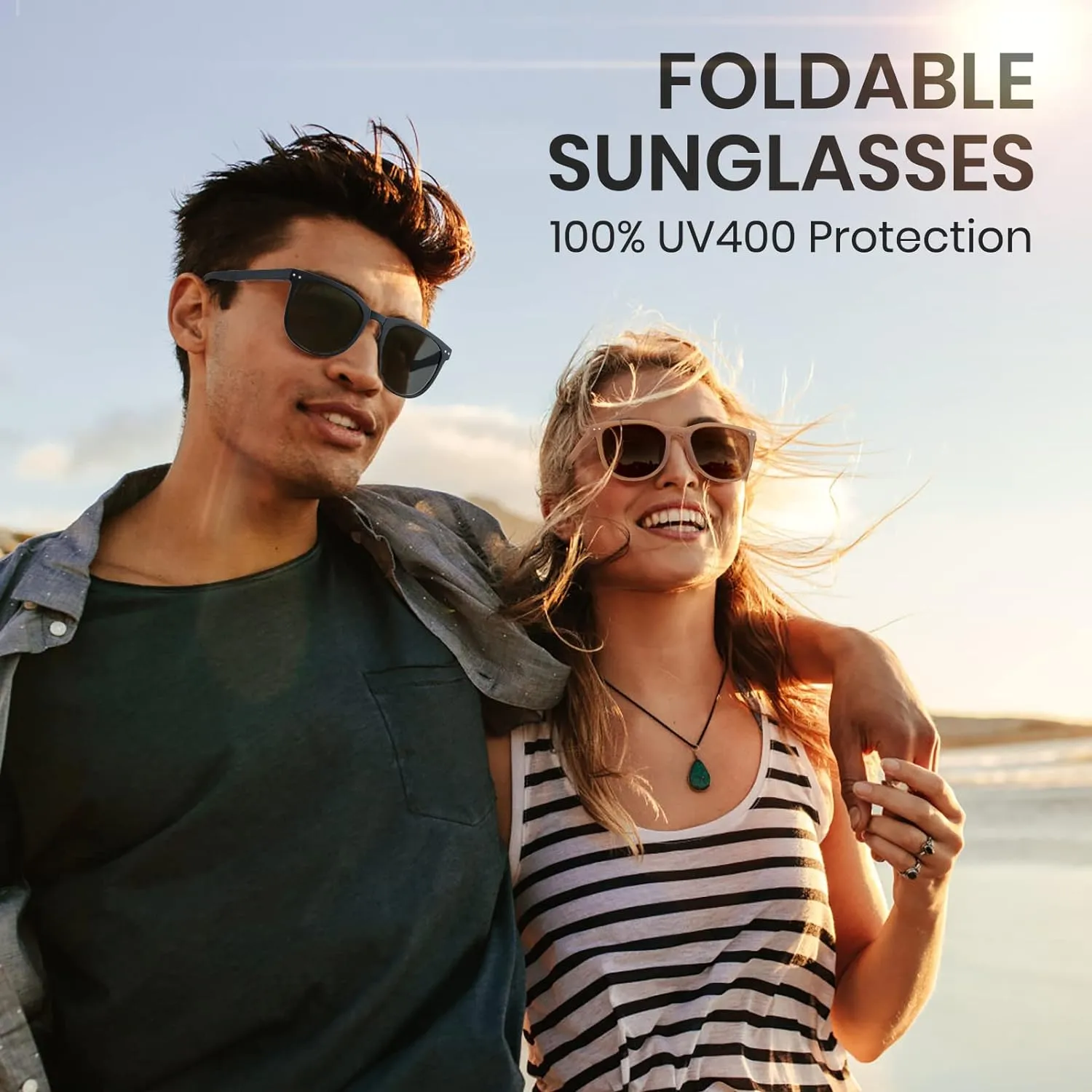 Cyxus Round Foldable Sunglasses for Women Men Polarized UV 400 Protection Folding Sun Glasses
