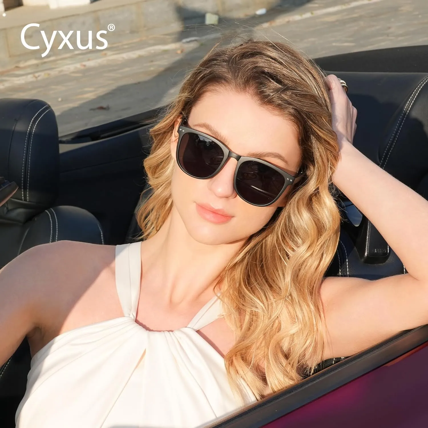 Cyxus Round Foldable Sunglasses for Women Men Polarized UV 400 Protection Folding Sun Glasses